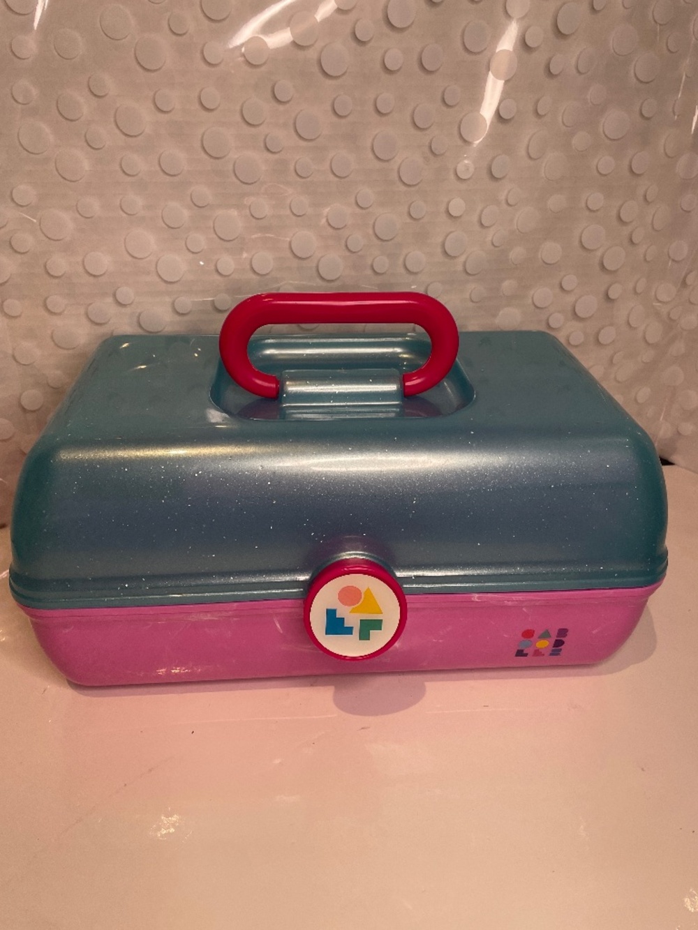 Vintage Glittered blue & pink ✨Caboodles cosmetic case organizer